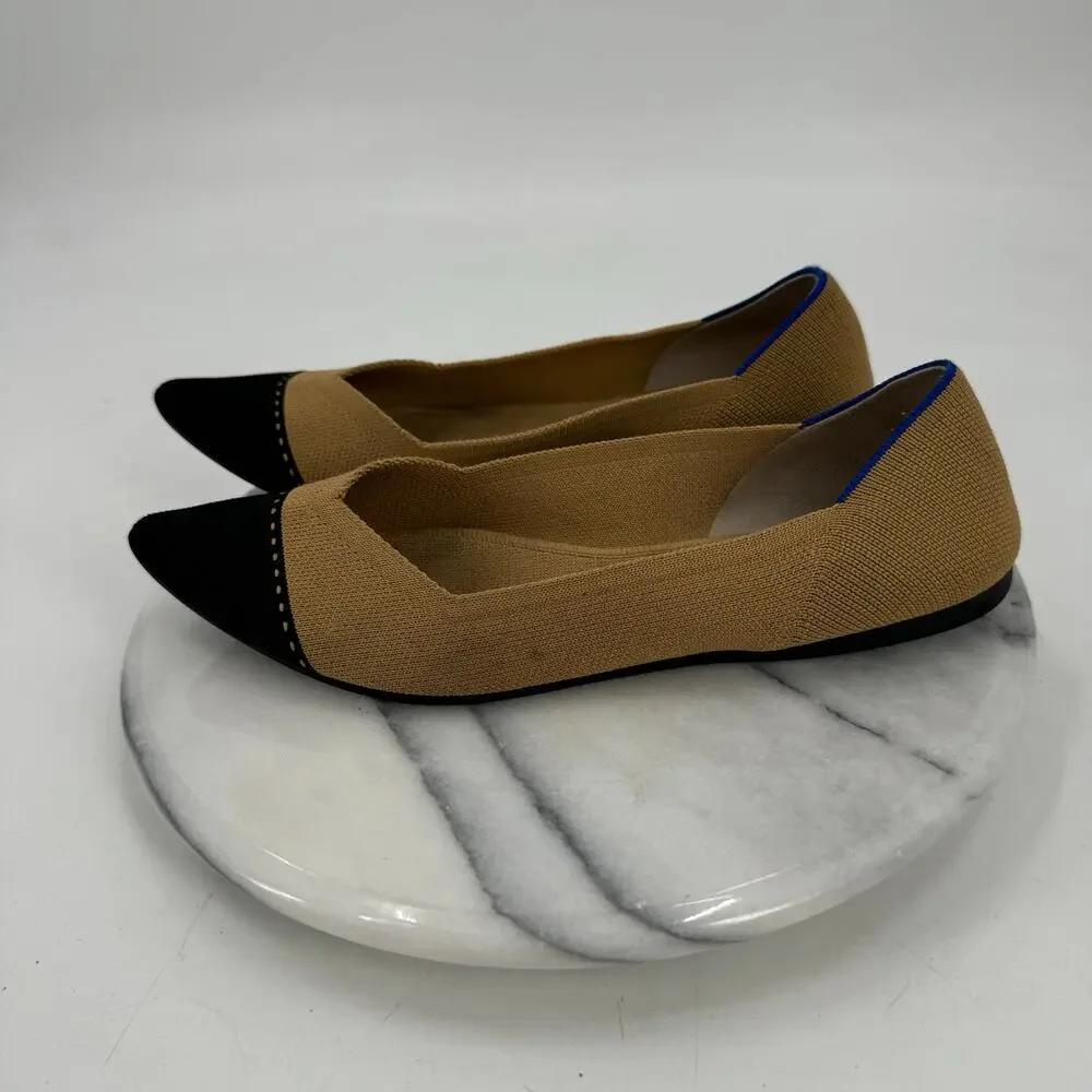 Rothys the point in camel captoe pointed slip on flats